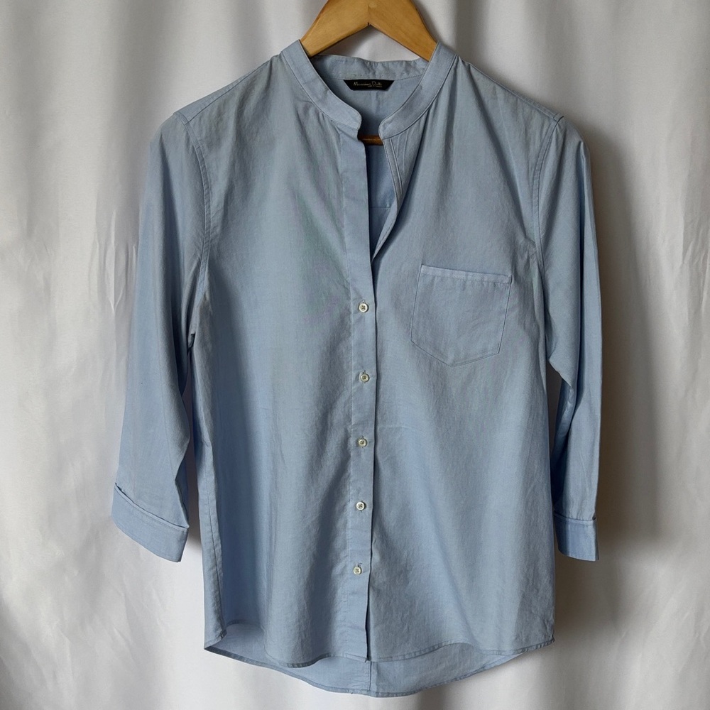 Massimo Dutti Women's 100% Cotton Light Blue Button Down Shirt EU Size 40 EUC